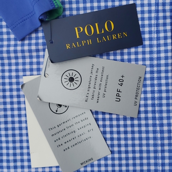 Polo Ralph Lauren Golf II Pullover Blue Gingham UPF 40+ Long Sleeve Top 6X Youth - Picture 4 of 9